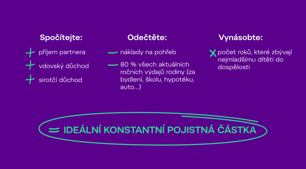 životní pojištění, pojištění života, pojištění smrti, výpočet pojištění, konstantní pojistná částka